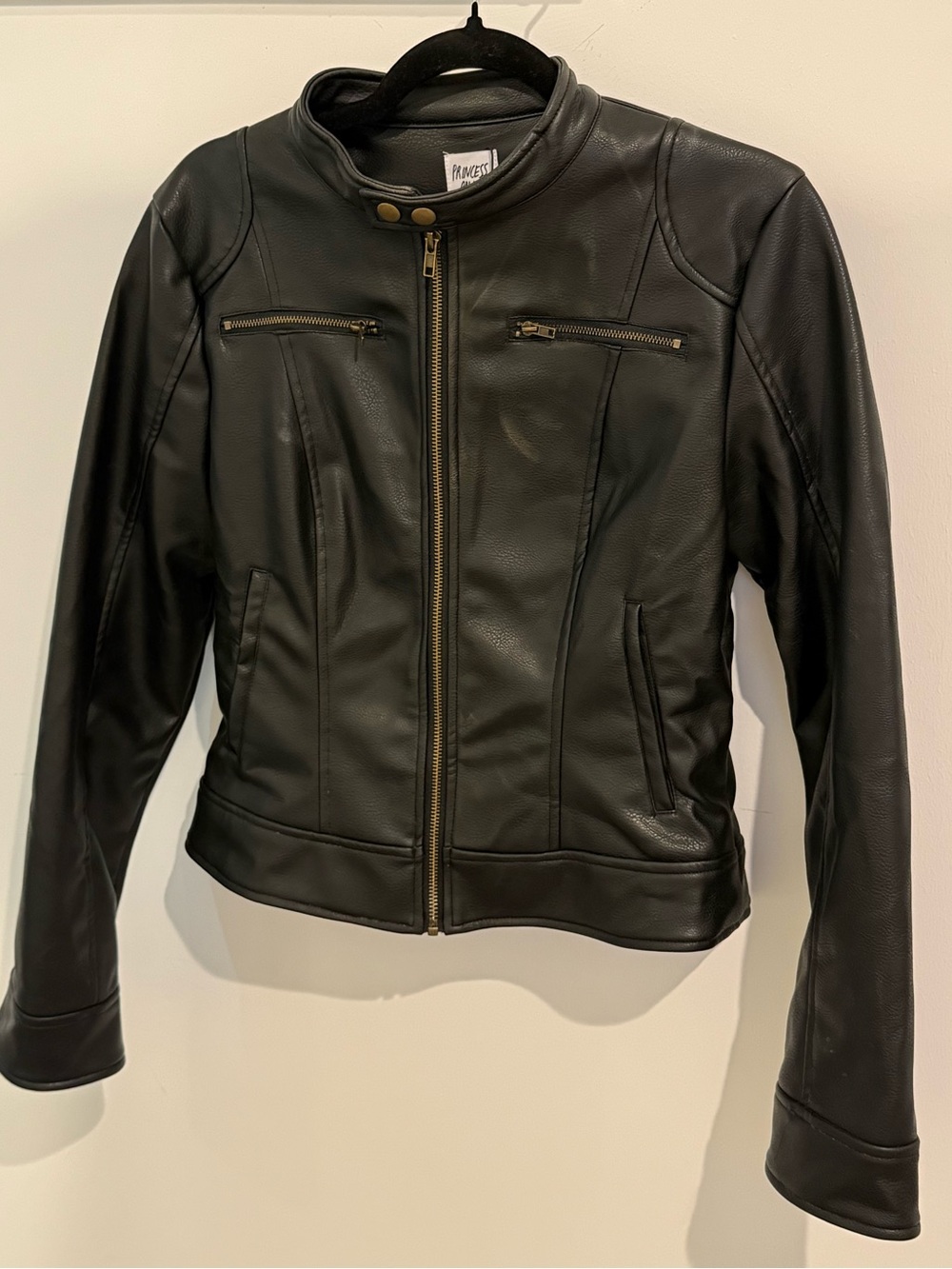 Princess Polly Black Faux Leather Biker Jacket